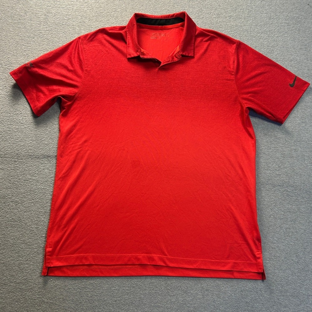 Nike Golf Polo Shirt Mens Large Red Dri-FIT Performance Short Sleeve Swoosh